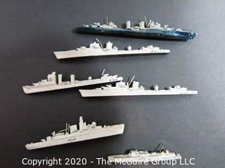 Six Vintage Heavy Lead Toy Battleships