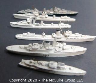 Six Vintage Heavy Lead Toy Battleships