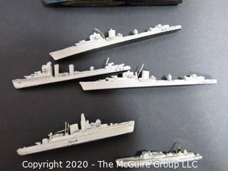 Six Vintage Heavy Lead Toy Battleships