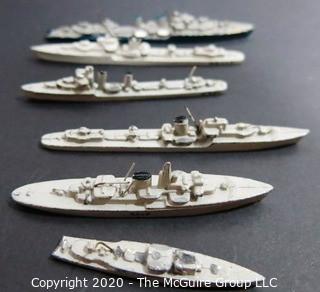 Six Vintage Heavy Lead Toy Battleships