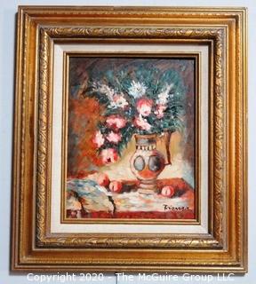 Oil on Board in Gilt Frame of Still Life Signed by Artist Tizzaner 