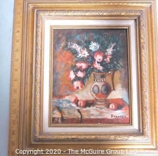 Oil on Board in Gilt Frame of Still Life Signed by Artist Tizzaner 