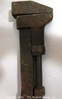 Collection of Antique Tools including a TEMCO 10" Monkey Wrench, Flathead Screwdriver,Brass Faucett  and 1916 Copy of R Herschel Mfg.Co Tool Catalog