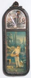 Art Nouveau Trumeau Wall Mirror with Etched Glass and Girl in Water.  Measures approximately 28" x 10".