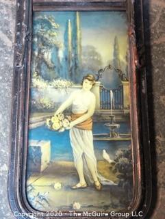 Art Nouveau Trumeau Wall Mirror with Etched Glass and Girl in Water.  Measures approximately 28" x 10".