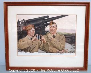 Framed WWII Military Cigarette Advertisement