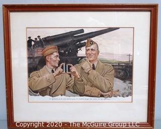 Framed WWII Military Cigarette Advertisement