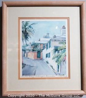 Framed Watercolor of Printers Alley, St. George's Bermuda by Carole Holding