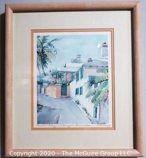 Framed Watercolor of Printers Alley, St. George's Bermuda by Carole Holding