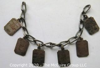 Vintage Keewaydin Camp Charm Bracelet  with Badges or Awards.  Measures approx 7" long.  Missing Clasp.