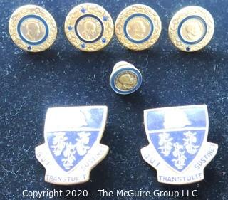 Collection including (2) Pins: "Qui Sustinet Transtulit" - CT State Motto - "He Who Transplanted Stills Sustains" and  