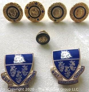 Collection including (2) Pins: "Qui Sustinet Transtulit" - CT State Motto - "He Who Transplanted Stills Sustains" and  