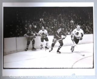 Black & White Large Format Photograph by A. Rickerby - Hockey Game with Bobby Hull, Jean Ratelle & Keith Magnuson