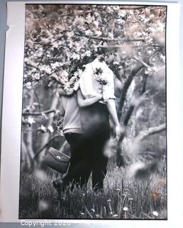 Black & White Large Format Photograph by A. Rickerby - Couple Walking In Trees