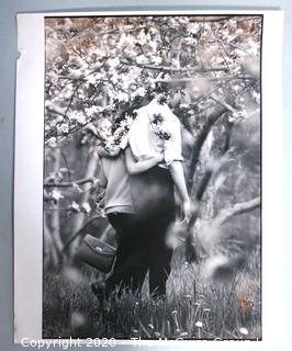 Black & White Large Format Photograph by A. Rickerby - Couple Walking In Trees