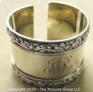 Tiffany Sterling Silver Monogrammed Napkin Ring Cut to be a Cuff Bracelet