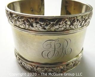 Tiffany Sterling Silver Monogrammed Napkin Ring Cut to be a Cuff Bracelet