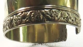 Tiffany Sterling Silver Monogrammed Napkin Ring Cut to be a Cuff Bracelet