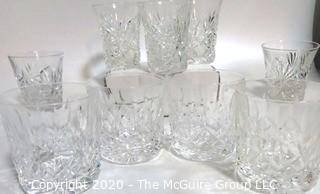 Set of 9 Cut Crystal Double Old Fashion Bar Glasses