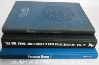 Group of 3 Books including Profiles of the 90th Congress, The One Book of Advertising & Packaging Designg