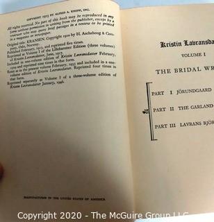 The Three Book Trilogy of Kristin Lavransdatter by  Sigrid Undset.