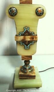 Victorian Marble Table Lamp with Shade