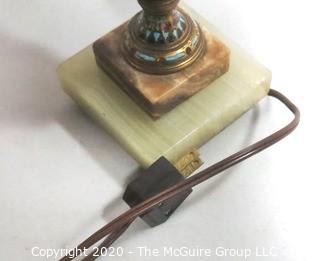 Victorian Marble Table Lamp with Shade