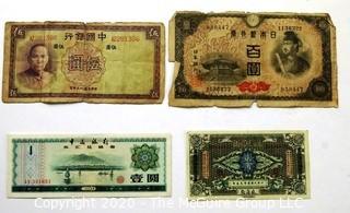 Four Vintage Bank Notes or Currency From China