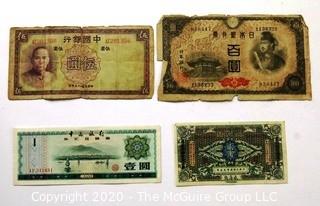 Four Vintage Bank Notes or Currency From China