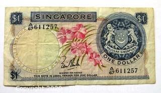 Vintage Bank Note or Currency From Singapore.