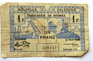 Vintage Bank Note or Currency From France. Franc