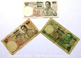 Three Vintage Bank Notes or Currency From 