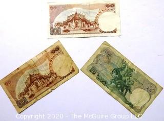 Three Vintage Bank Notes or Currency From 