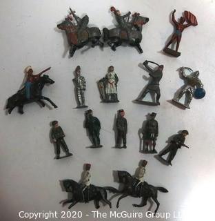 Group of Lead Metal Toy Soldiers Made by Britains of England. Played with Condition. Some Damage.