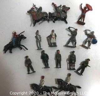 Group of Lead Metal Toy Soldiers Made by Britains of England. Played with Condition. Some Damage.