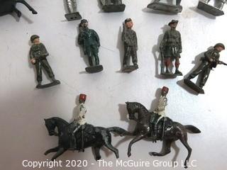 Group of Lead Metal Toy Soldiers Made by Britains of England. Played with Condition. Some Damage.