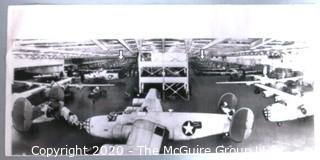 1943 WWII Large Format Black & White Photograph of Detroit Willow Run Airplane Bomber Production Plant