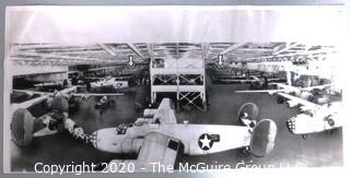 1943 WWII Large Format Black & White Photograph of Detroit Willow Run Airplane Bomber Production Plant