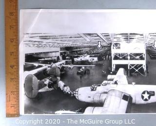 1943 WWII Large Format Black & White Photograph of Detroit Willow Run Airplane Bomber Production Plant