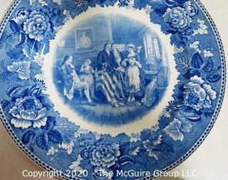 Set of 4 Blue & White Transfer Fine Porcelain Plates by Wedgwood - Washington Bicentennial Plates 