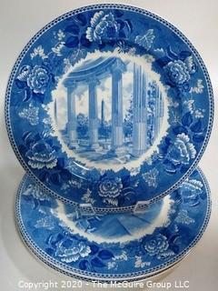 Set of 4 Blue & White Transfer Fine Porcelain Plates by Wedgwood - Washington Bicentennial Plates 