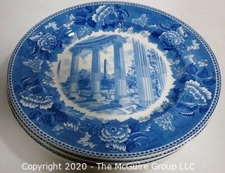 Set of 4 Blue & White Transfer Fine Porcelain Plates by Wedgwood - Washington Bicentennial Plates 