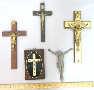 Collection of 5 Pectoral Crucifixes or Crosses