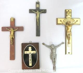 Collection of 5 Pectoral Crucifixes or Crosses