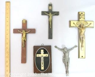 Collection of 5 Pectoral Crucifixes or Crosses