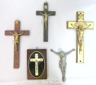 Collection of 5 Pectoral Crucifixes or Crosses