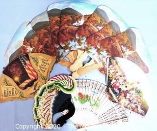 Collection of Hand Fans, Many from Funeral Homes with Advertising.