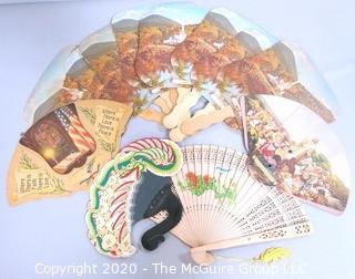 Collection of Hand Fans, Many from Funeral Homes with Advertising.