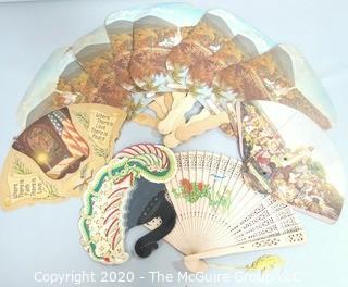 Collection of Hand Fans, Many from Funeral Homes with Advertising.