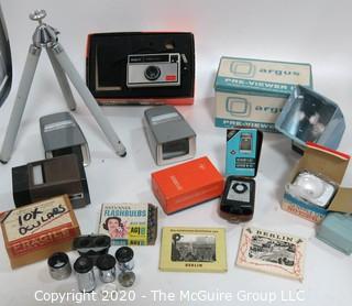 Collection of Vintage Cameras and Camera Equipment